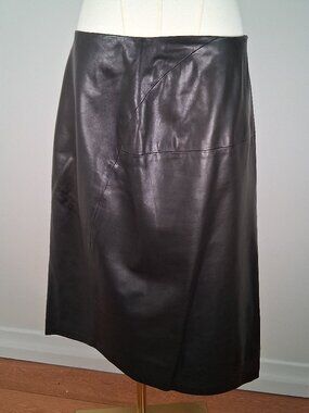 Vintage Donna Karan Signature Lambskin Asymmetrical Skirt size US 10
